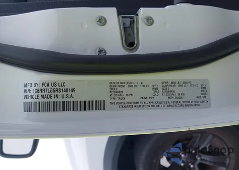 2024 Ram 1500 Classic Warlock 4X4 5'7 Box из США, поврежденный, VIN 1C6RR7LG5RS148149